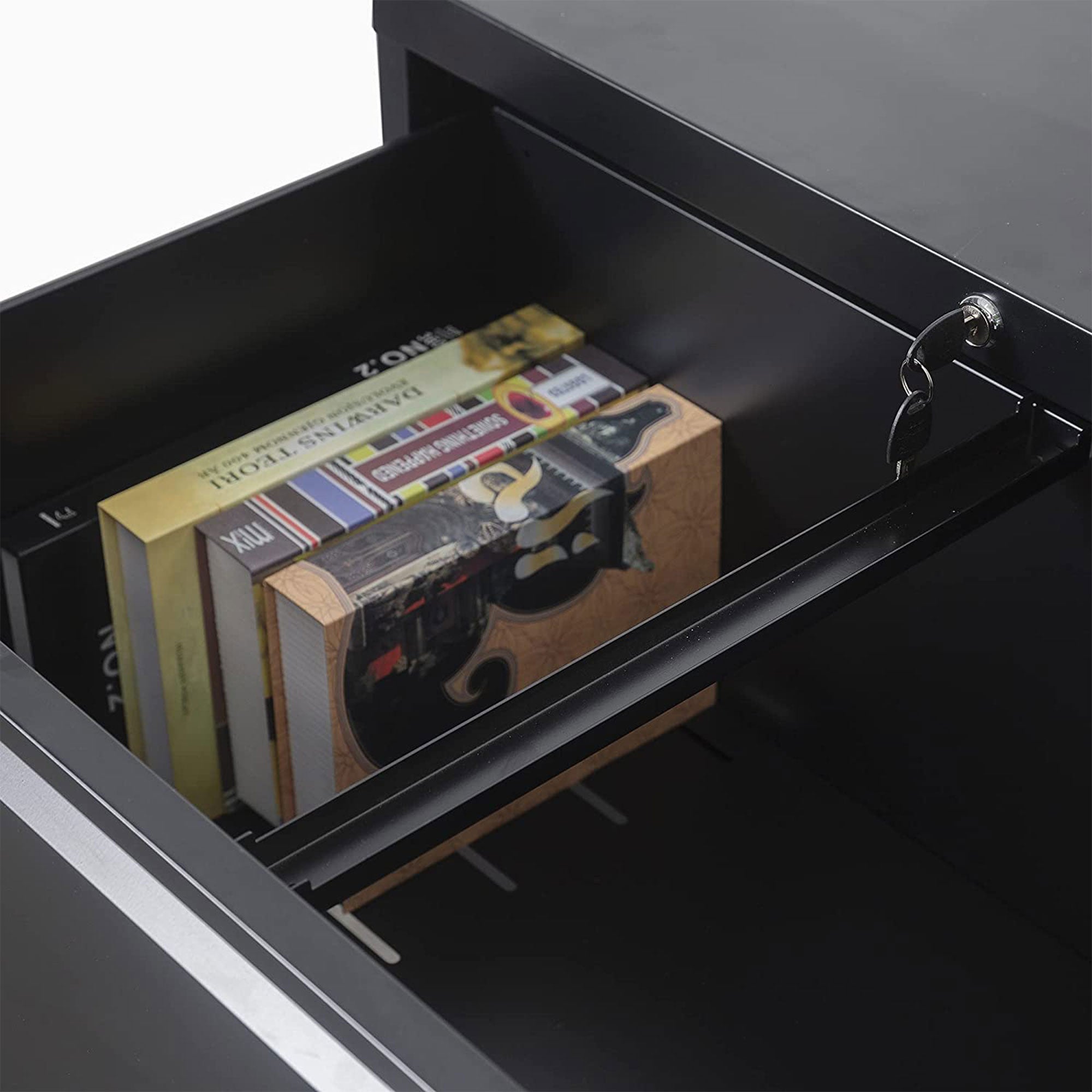 AOBABO 4 Drawer 52 Inch Home Office Steel Lateral File Cabinet with Lock, Black