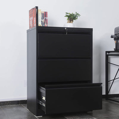AOBABO 4 Drawer 52 Inch Home Office Steel Lateral File Cabinet with Lock, Black
