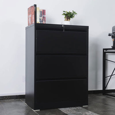 AOBABO 4 Drawer 52 Inch Home Office Steel Lateral File Cabinet with Lock, Black