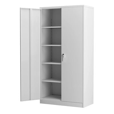 Aobabo 72 Inch Double Door Locking Storage Cabinet with Adjustable Shelves, Gray