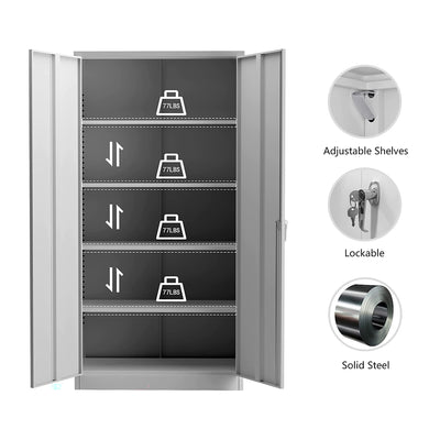 Aobabo 72 Inch Rolling Locking Storage Cabinet with Adjustable Shelves(Open Box)