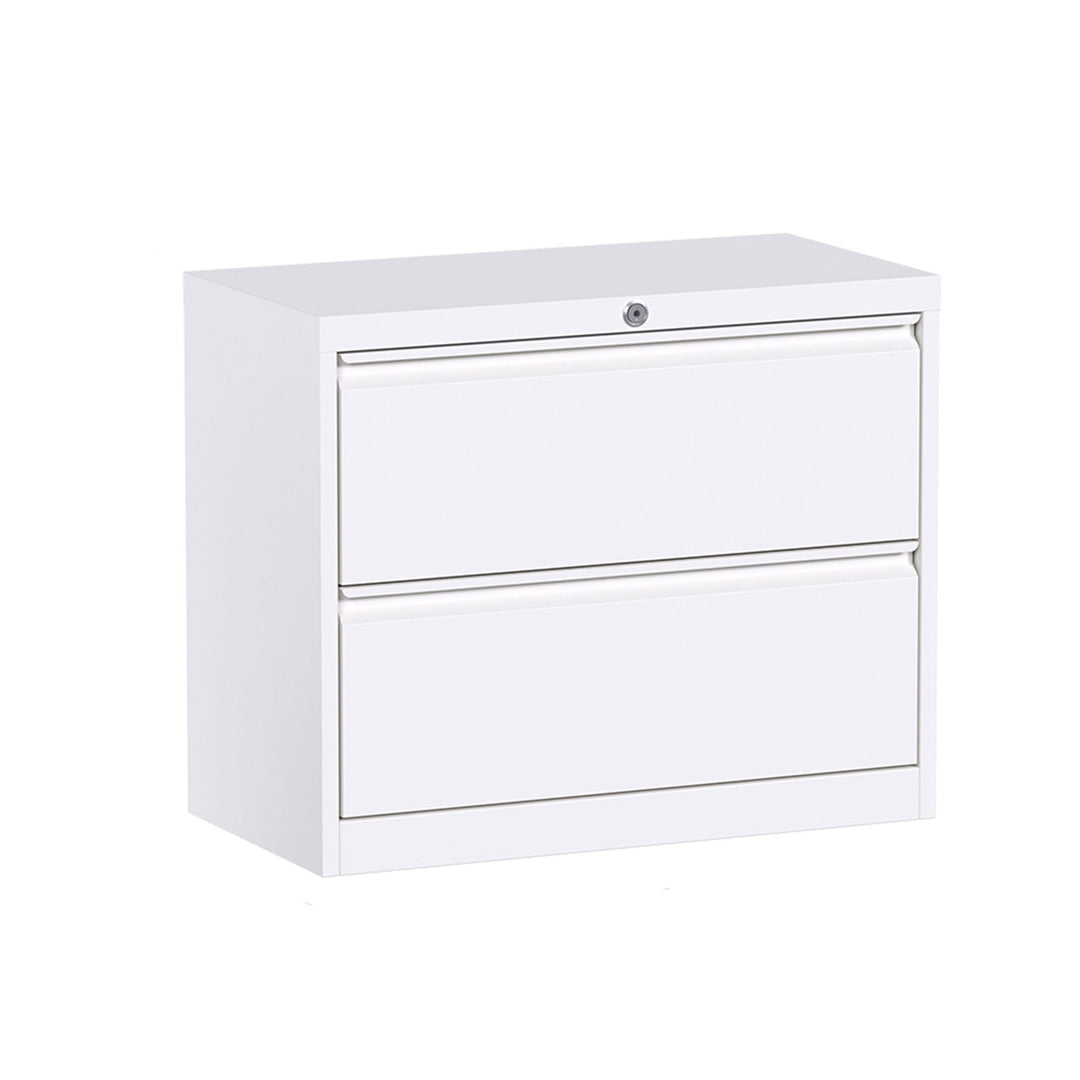 Aobabo 35" Locking 2 Drawer Metal Office Storage Organizer Filing Cabinet, White