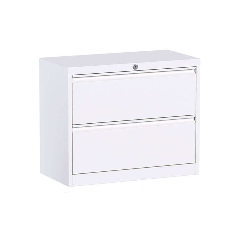 Aobabo 35" Locking 2 Drawer Metal Office Storage Organizer Filing Cabinet, White