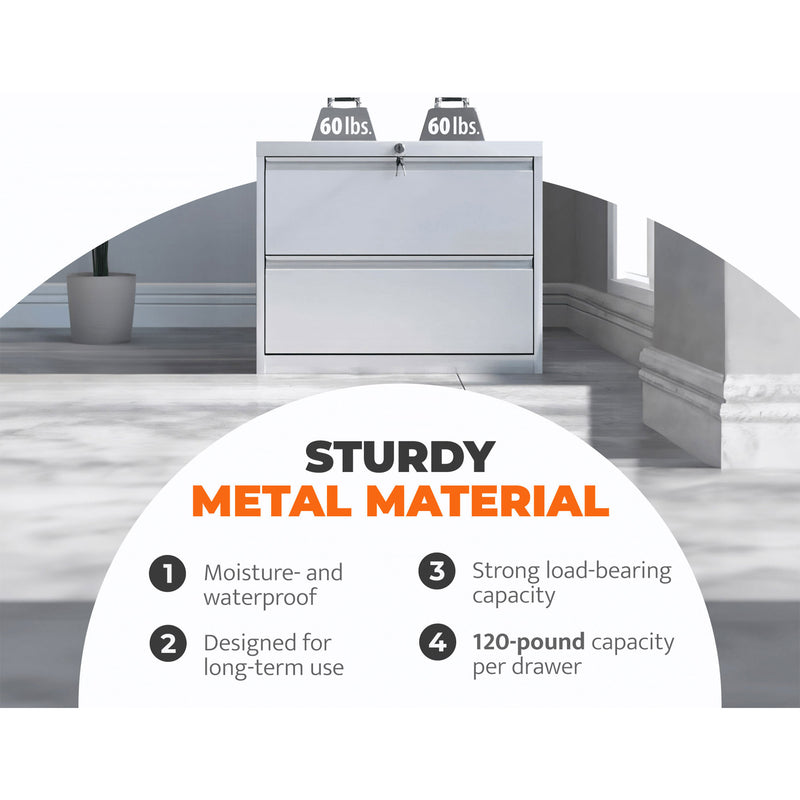 35.4 Inch Locking 2 Drawer Metal Office Storage Filing Cabinet (Open Box)
