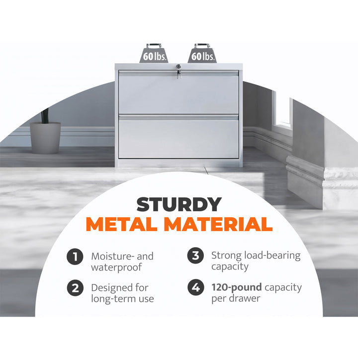 35.4 Inch Locking 2 Drawer Metal Office Storage Filing Cabinet (Open Box) - VMInnovations