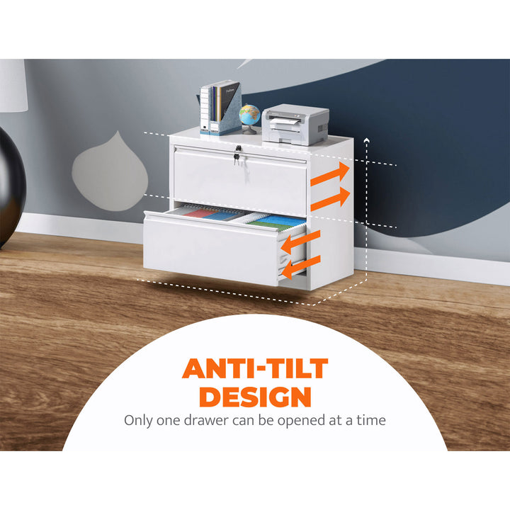 35.4 Inch Locking 2 Drawer Metal Office Storage Filing Cabinet (Open Box) - VMInnovations