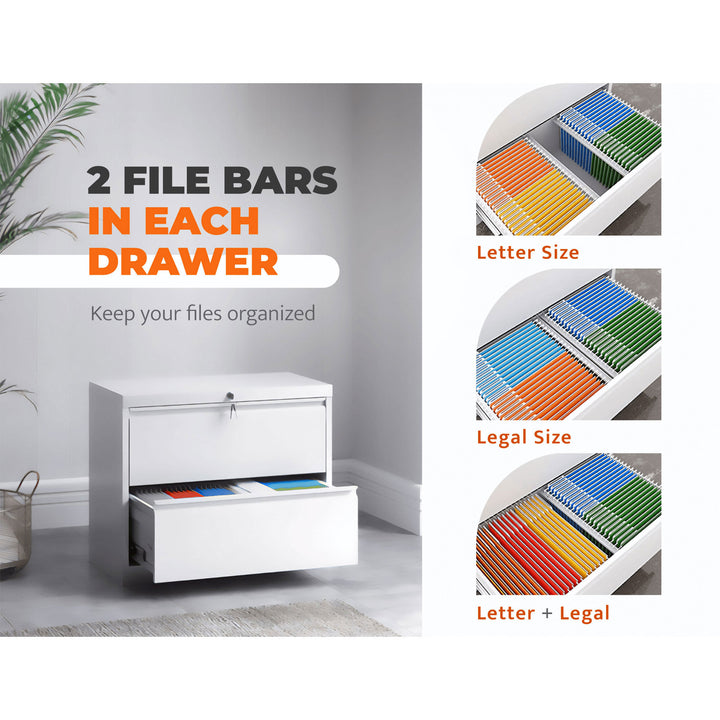 35.4 Inch Locking 2 Drawer Metal Office Storage Filing Cabinet (Open Box) - VMInnovations