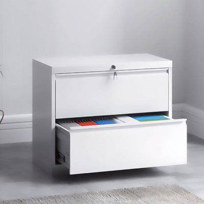 Aobabo 35.4 Inch 2 Drawer Metal Office Storage Filing Cabinet, White (Used) - VMInnovations