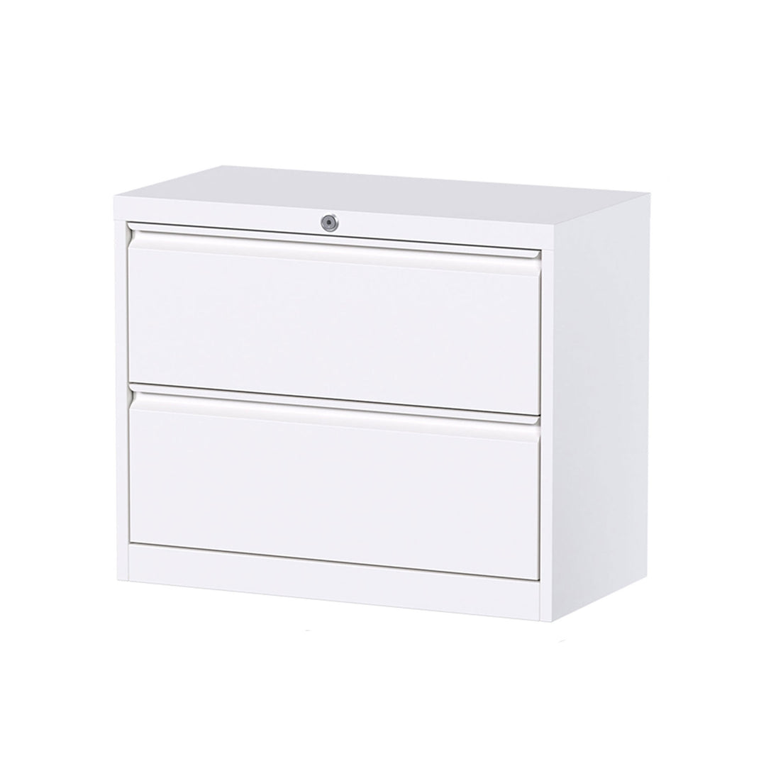 Aobabo 35" Locking 2 Drawer Metal Office Storage Organizer Filing Cabinet, White