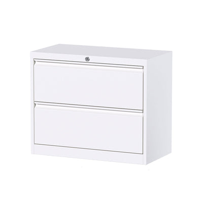 Aobabo 35.4 Inch 2 Drawer Metal Office Storage Filing Cabinet, White (Used) - VMInnovations