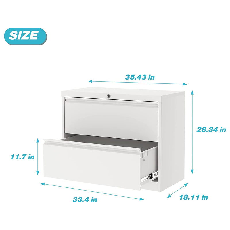 35.4 Inch Locking 2 Drawer Metal Office Storage Filing Cabinet (Open Box)