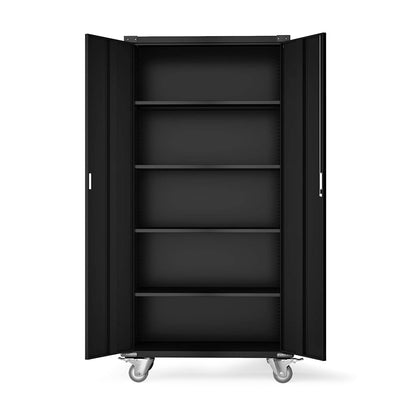 Aobabo 72 Inch Rolling Locking Storage Cabinet with Adjustable Shelves, Black