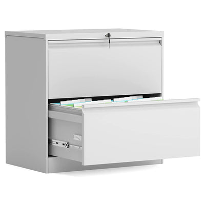 Aobabo 28.25 Inch Locking 2 Drawer Metal Office Storage Filing Cabinet(Open Box)