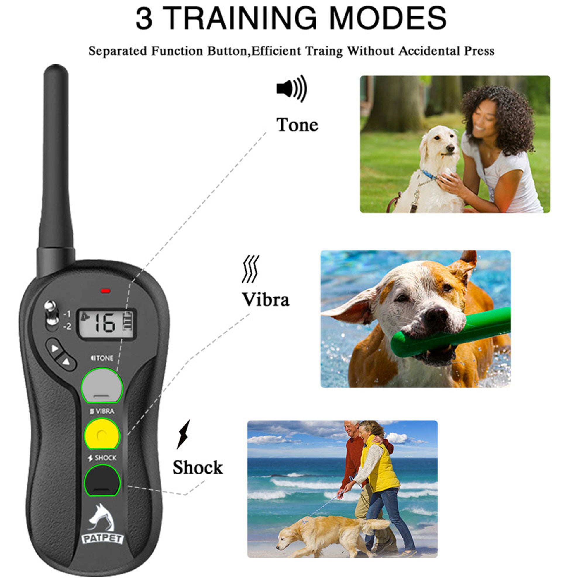 PATPET 680A & 640A Rechargeable Waterproof Dog Training Shock Collars, 130lb Max