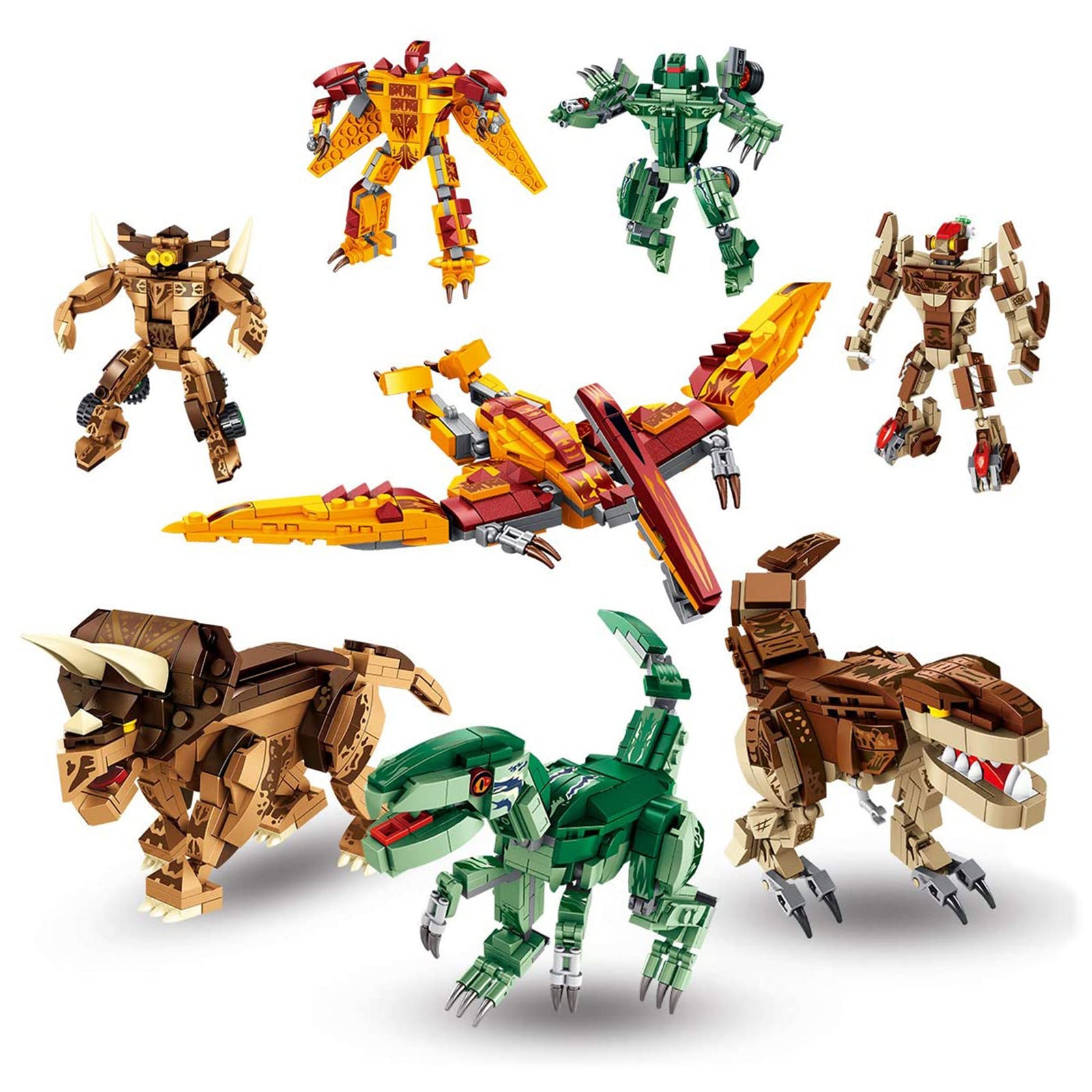 Panlos 8 in 1 Dinosaur & Robot Toy Building Blocks Model Kit, 979 Pc (Open Box) - VMInnovations