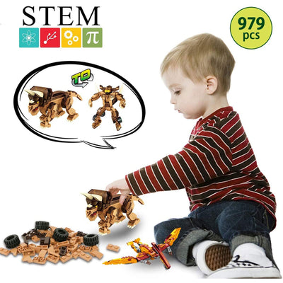 Panlos 8 in 1 Dinosaur & Robot Toy Building Blocks Model Kit, 979 Pc (Open Box) - VMInnovations