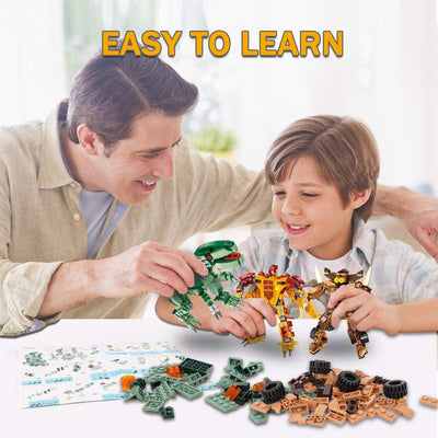 Panlos 8 in 1 Dinosaur and Robot Toy Model Building Blocks Model Kit (Used)