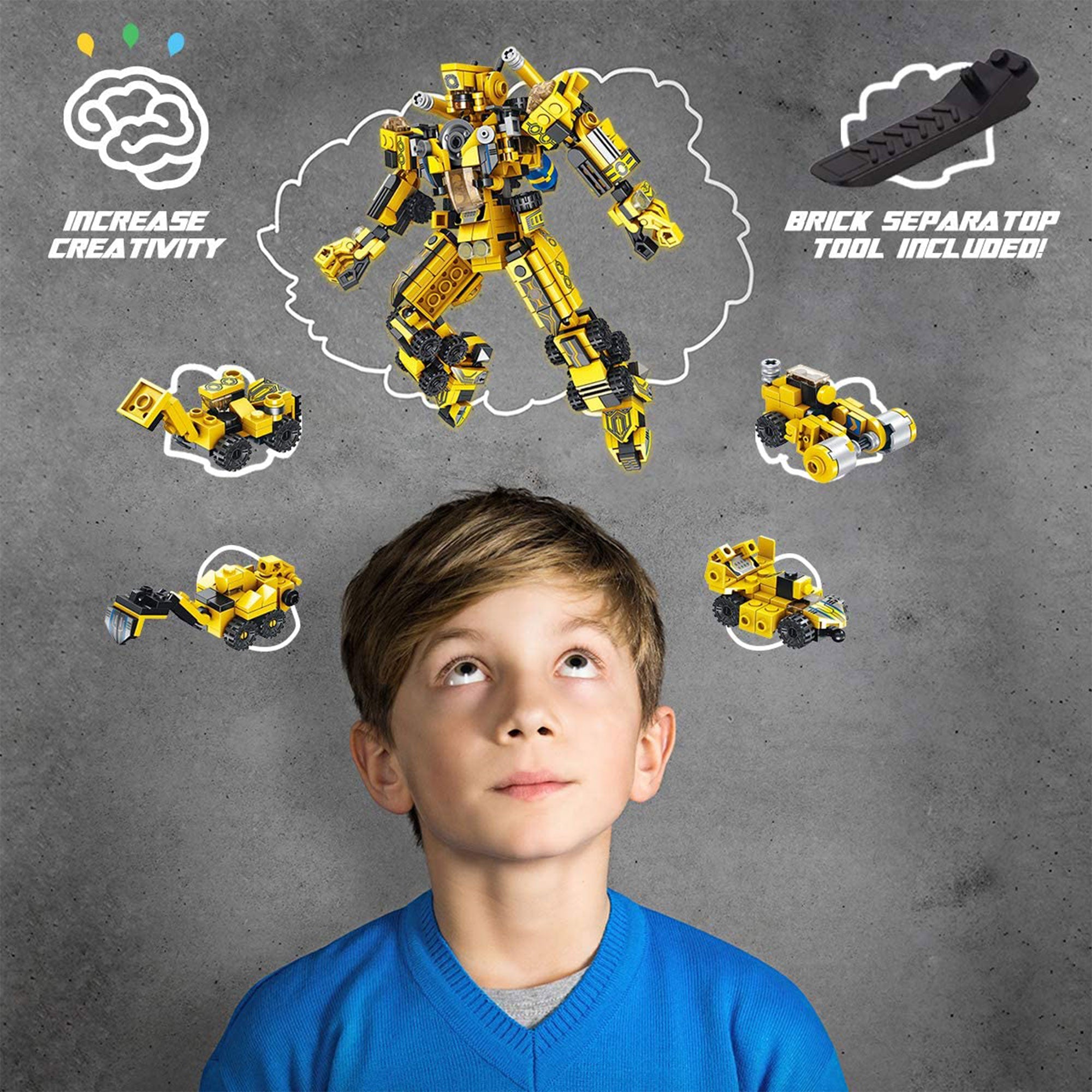 PANLOS 12 in 1 Construction Truck Robot Model Building Brick Block (Open Box) - VMInnovations
