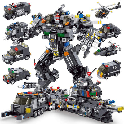 Panlos 8 In 1 Armored Vehicle Strategic Robot Model Building Bricks, 836 Pieces