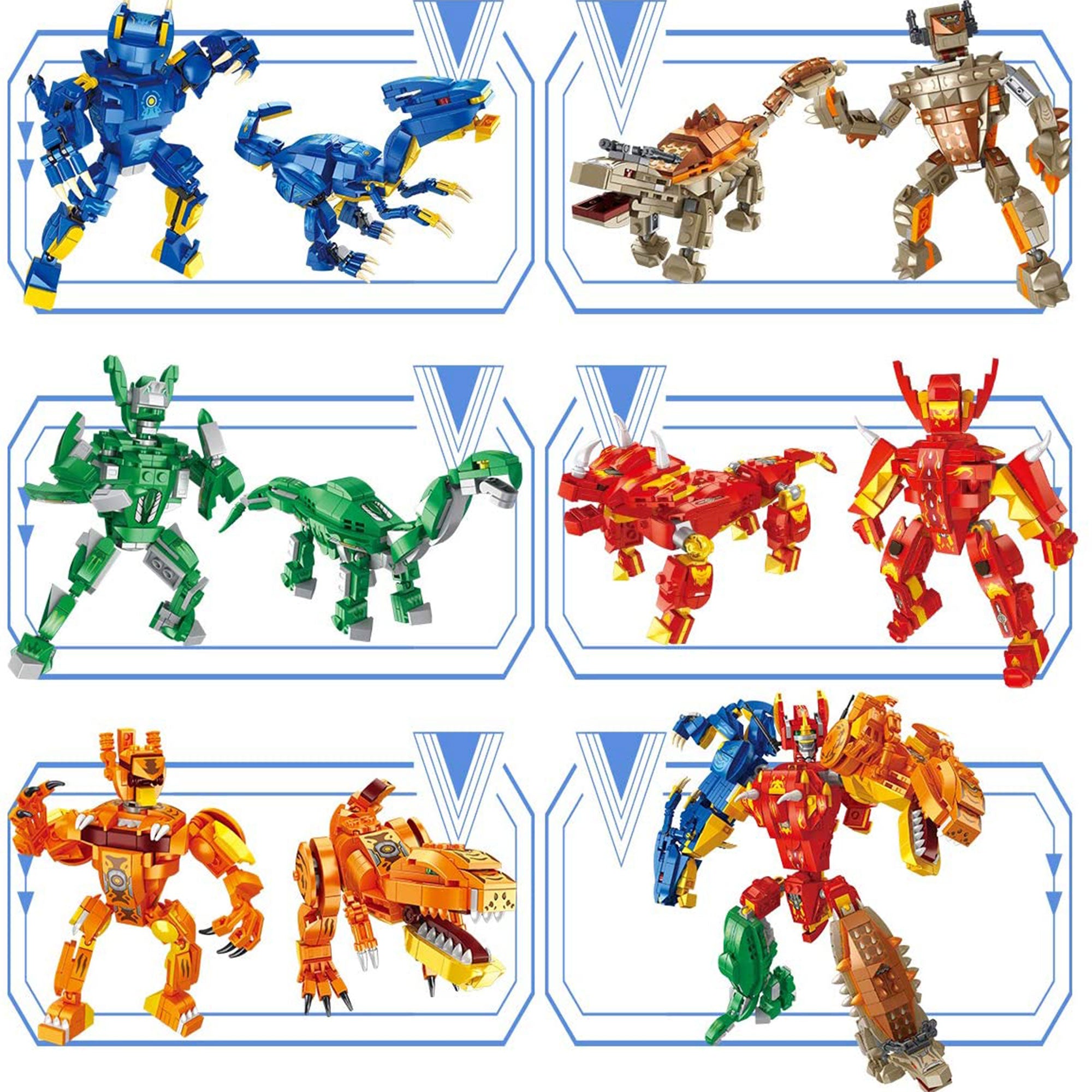 11 in 1 Dinosaur and Robot Toy Model Building Blocks Kit, 1215 Pieces (Open Box) - VMInnovations