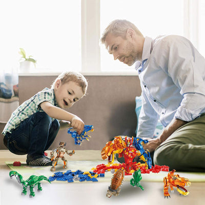 11 in 1 Dinosaur and Robot Toy Model Building Blocks Kit, 1215 Pieces (Open Box)