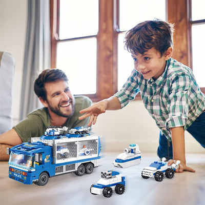 PANLOS 6 in 1 Police Truck Robot & Construction Building Block, 653 Pieces(Used) - VMInnovations