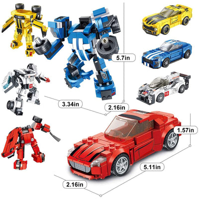 PANLOS 8 in 1 Car Robot Toy Model Construction Brick Block, 898 Pc (Open Box)