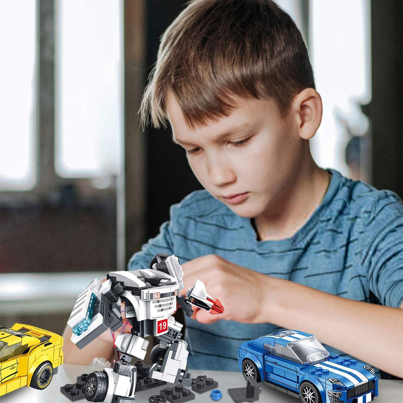 PANLOS 8 in 1 Car Robot Toy Model Construction Brick Block, 898 Pc (Open Box)