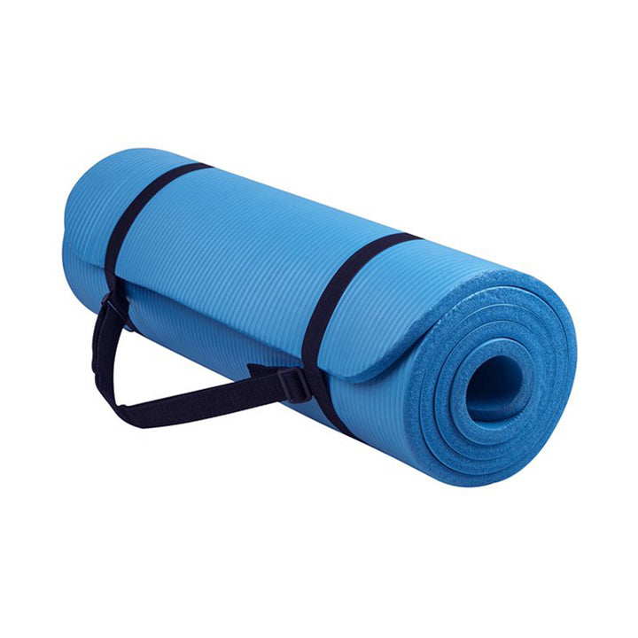 BalanceFrom Fitness GoYoga 71x24in Anti Tear Yoga Mat with Strap, Blue (Used)