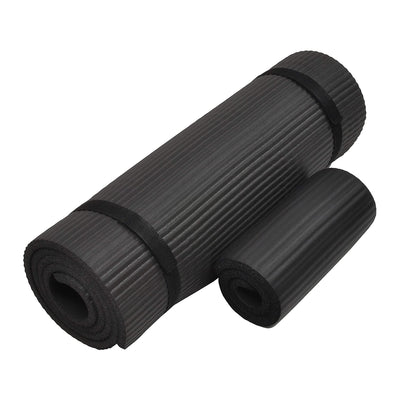 BalanceFrom Fitness GoYoga+ 71x24in Yoga Mat w/Knee Pad & Strap Black (Open Box) - VMInnovations