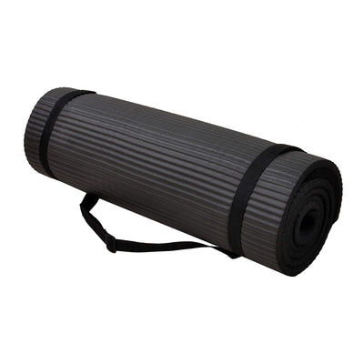 BalanceFrom Fitness GoYoga+ 71x24in Yoga Mat w/Knee Pad & Strap Black (Open Box) - VMInnovations
