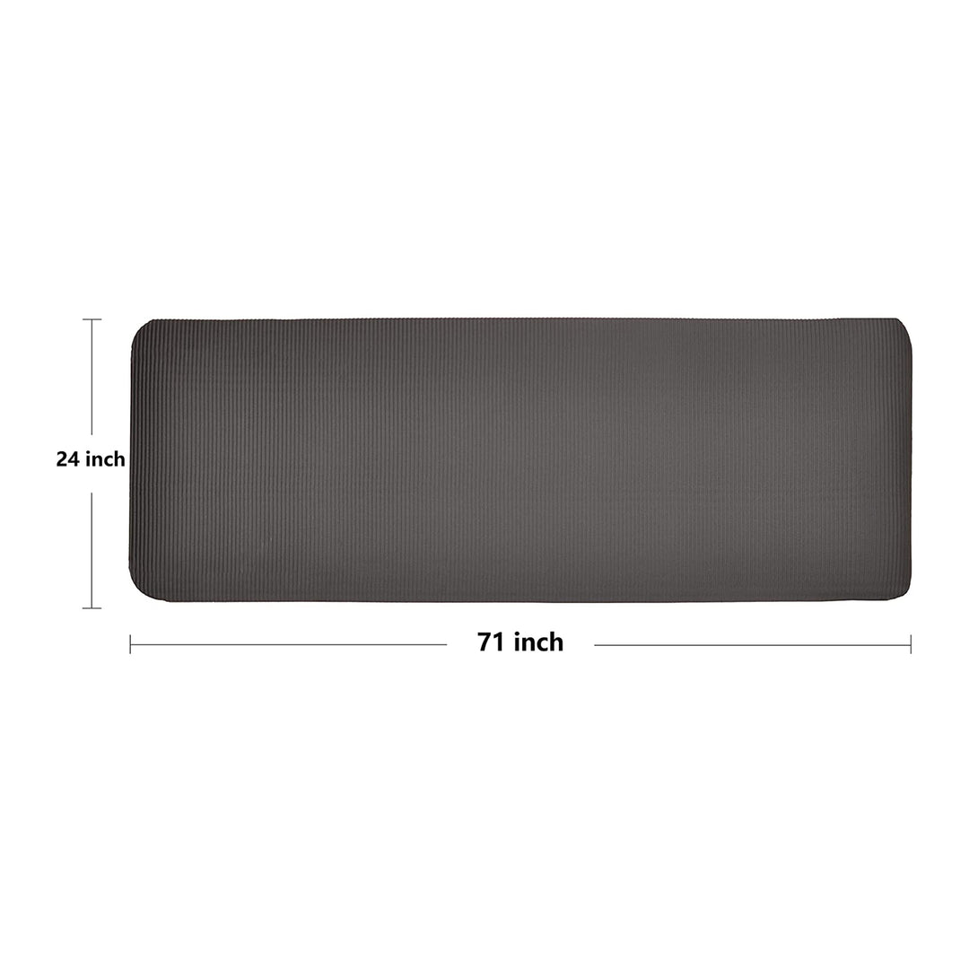 BalanceFrom Fitness GoYoga+ 71x24in Yoga Mat w/Knee Pad & Strap Black (Open Box)