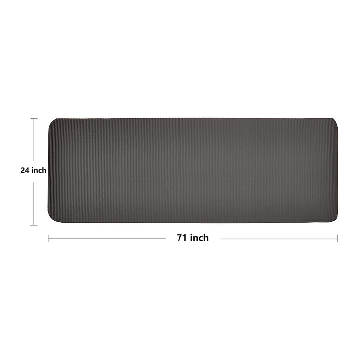 BalanceFrom Fitness GoYoga+ 71x24in Yoga Mat w/Knee Pad & Strap Black (Open Box)