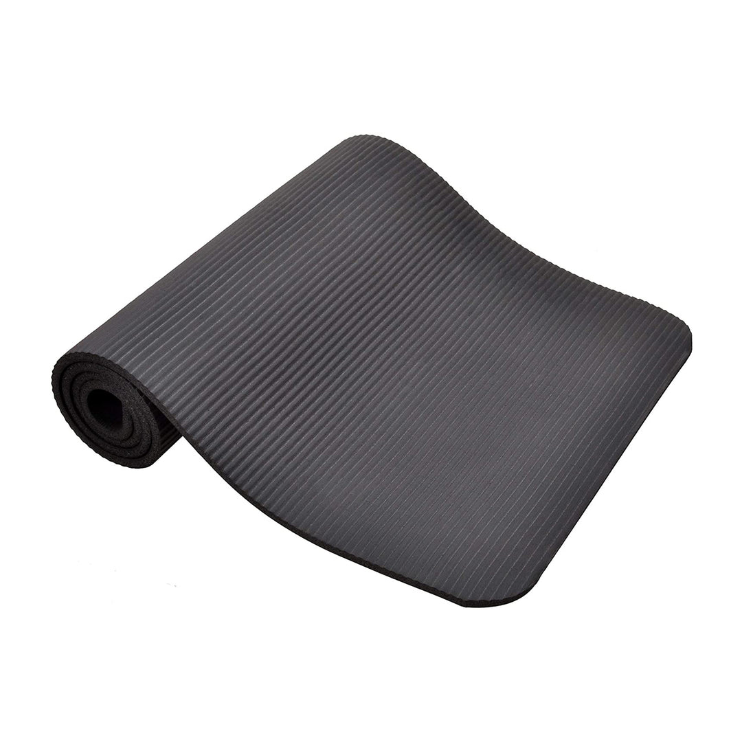 BalanceFrom Fitness GoYoga+ 71x24in Yoga Mat w/Knee Pad & Strap Black (Open Box)