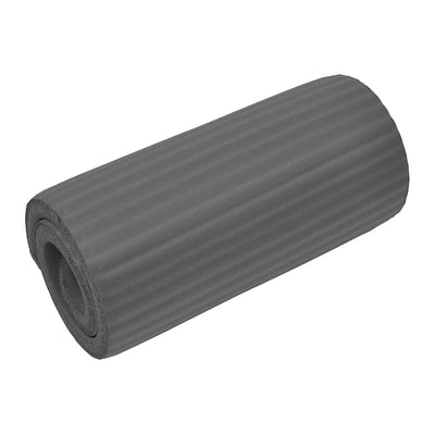 BalanceFrom Fitness GoYoga+ 71x24in Exercise Yoga Mat w/Knee Pad & Strap, Gray - VMInnovations