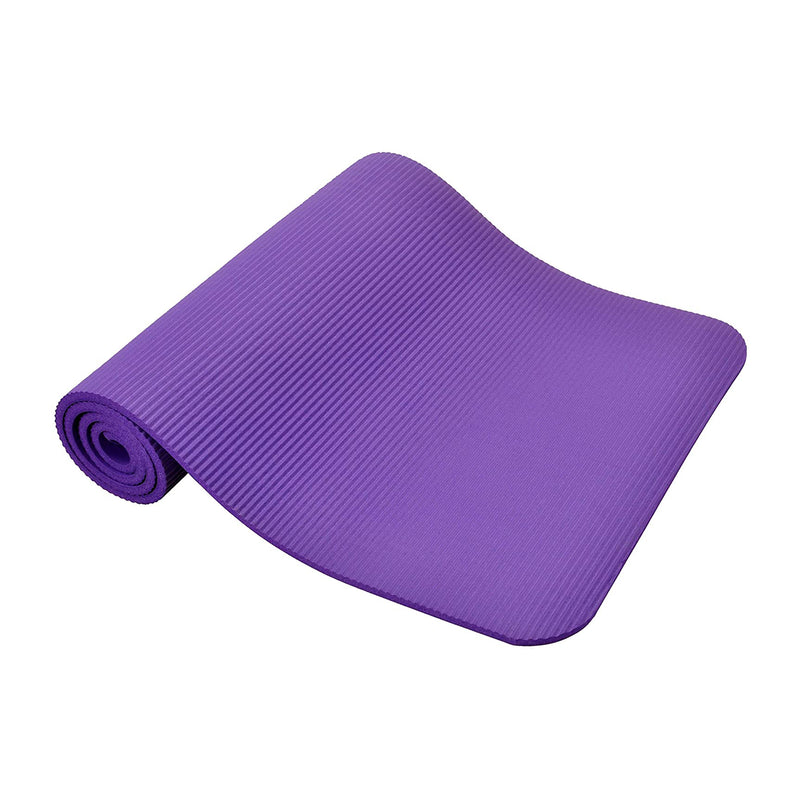 BalanceFrom Fitness GoYoga+ 71x24in Exercise Yoga Mat w/Knee Pad & Strap, Purple