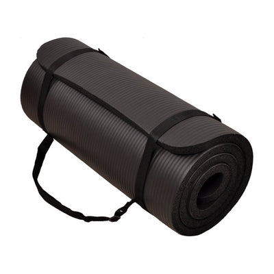BalanceFrom Fitness 71x24in Anti Tear Yoga Mat with Strap, Black (Open Box) - VMInnovations