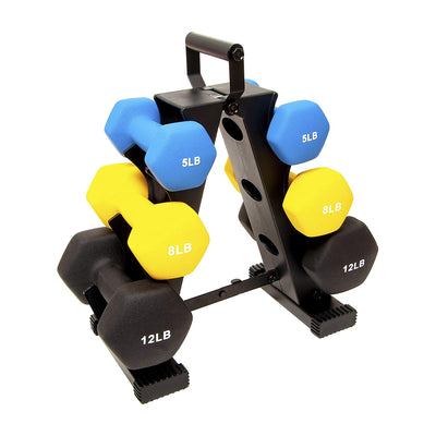 BalanceFrom Fitness 5, 8, and 12 Lb Neoprene Dumbbell Set with Stand (Open Box)