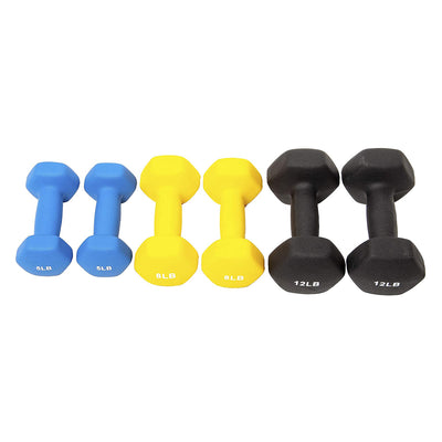 BalanceFrom Fitness 5, 8, and 12Lb Neoprene Coated Dumbbell Set with Stand(Used)