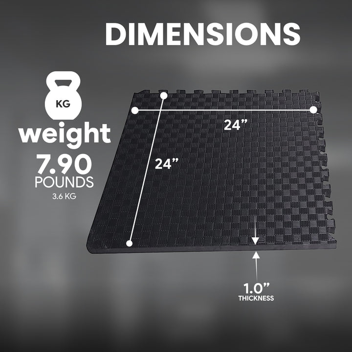 BalanceFrom Fitness Foam Interlocking Exercise Floor Mat, 24 Square Feet, Black