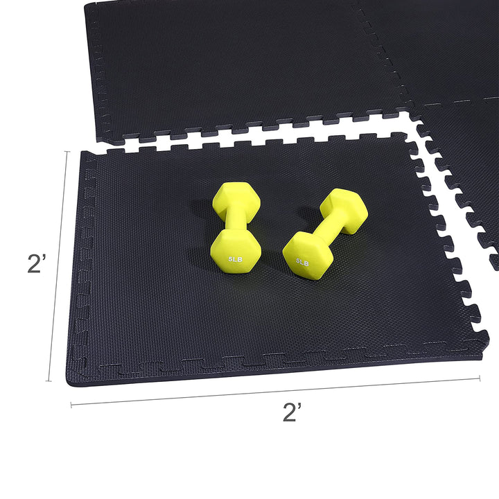 BalanceFrom Fitness Foam Interlocking Exercise Floor Mat, 24 Square Feet, Black