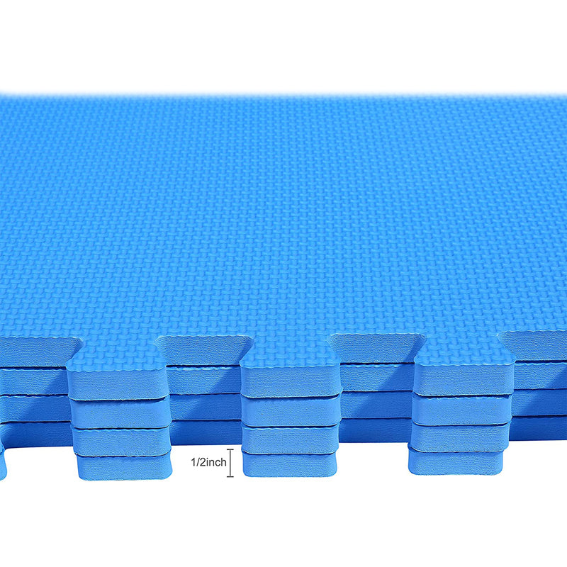 BalanceFrom Fitness 48 Sq Ft Interlocking EVA Foam Exercise Mat Tiles, Blue