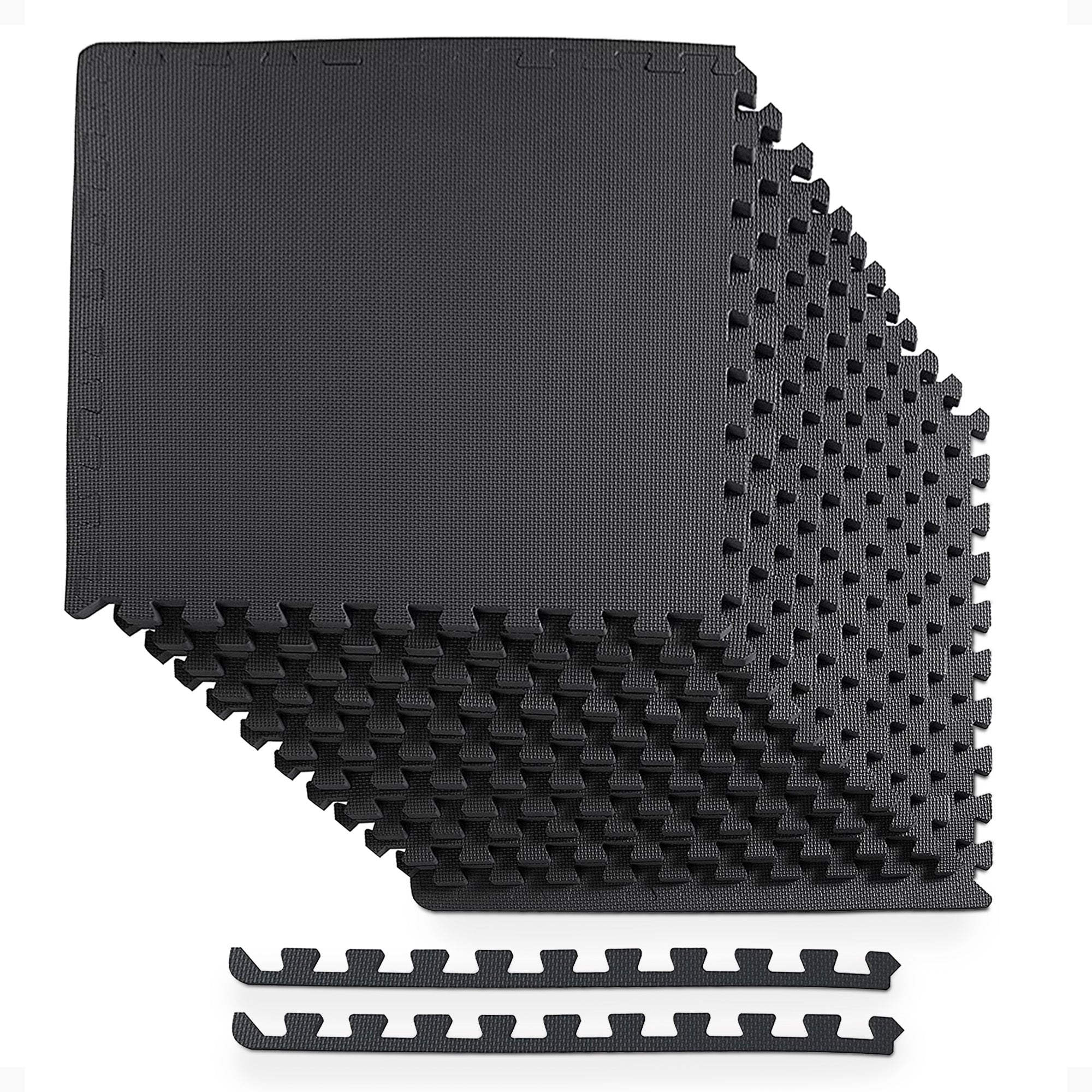 BalanceFrom Fitness 48 Sq Ft Interlocking EVA Foam Exercise Mat Tiles, Black - VMInnovations