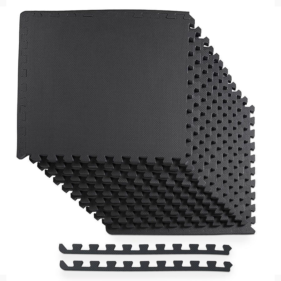 BalanceFrom Fitness 48 Sq Ft Interlocking EVA Foam Exercise Mat Tiles, Black - VMInnovations