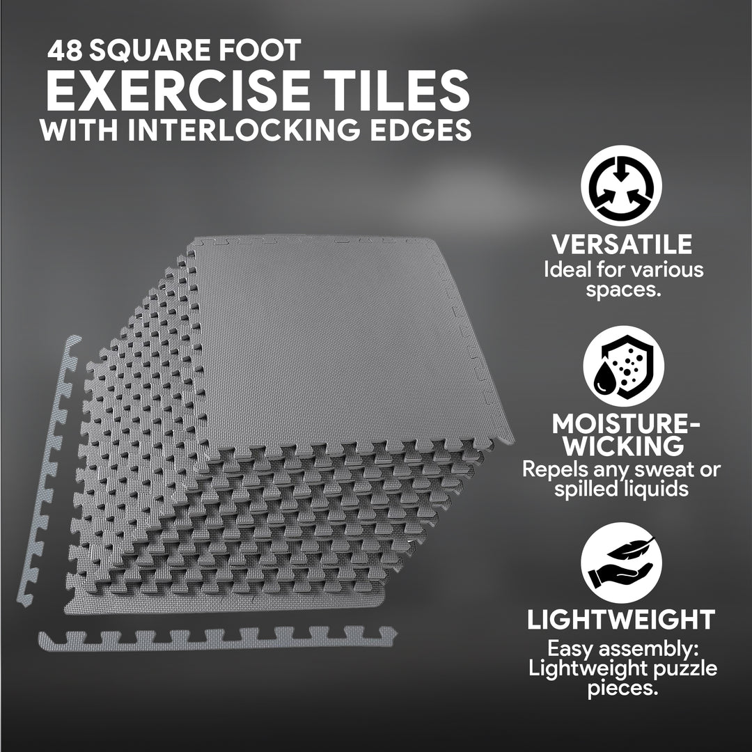 BalanceFrom Fitness 48 Sq Ft Interlocking EVA Foam Exercise Mat Tiles (Open Box)