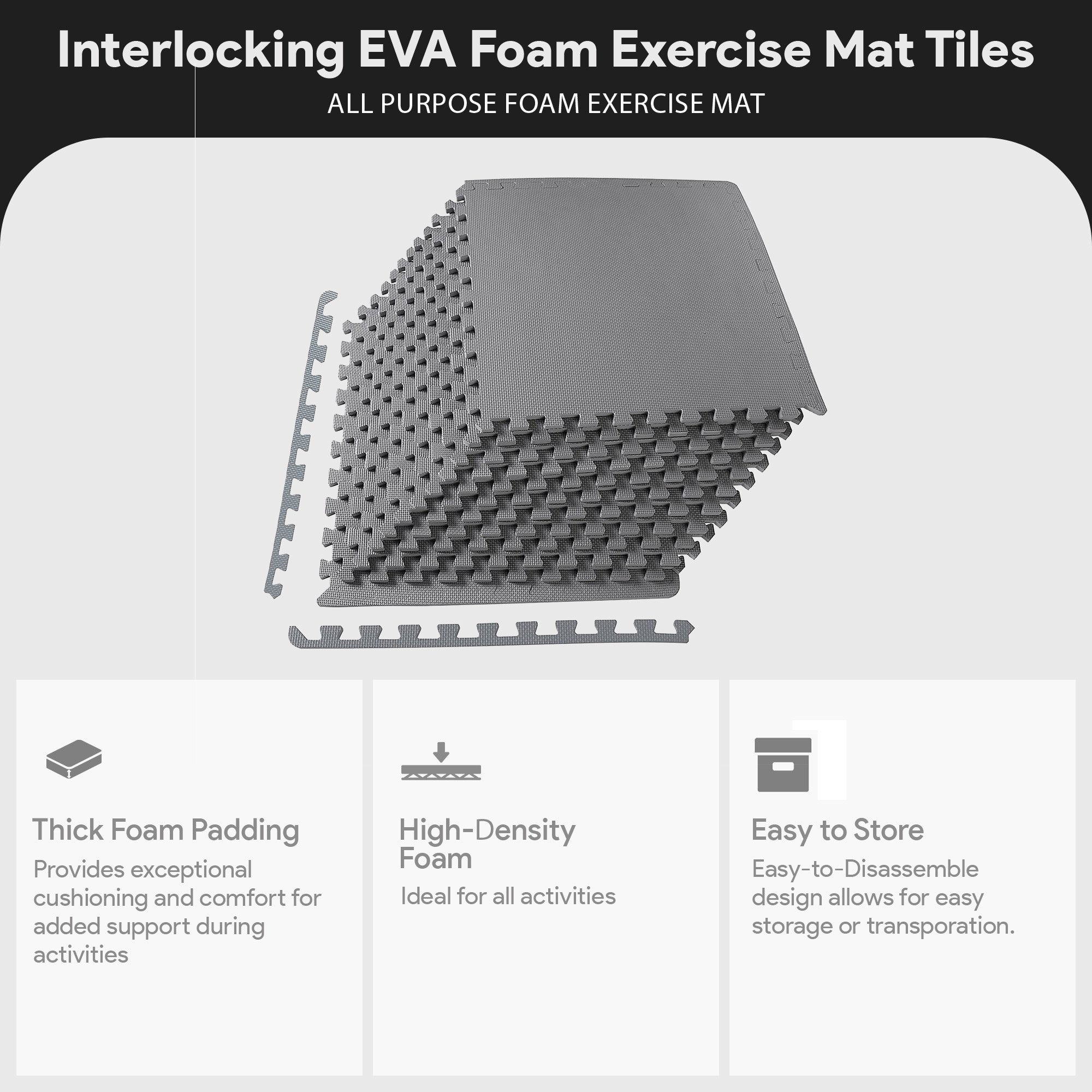 BalanceFrom Fitness 48 Sq Ft Interlocking EVA Foam Exercise Mat Tiles (Open Box)