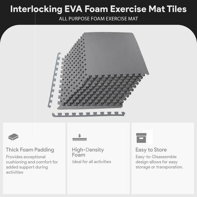 BalanceFrom Fitness 48 Sq Ft Interlocking EVA Foam Exercise Mat Tiles (Open Box)