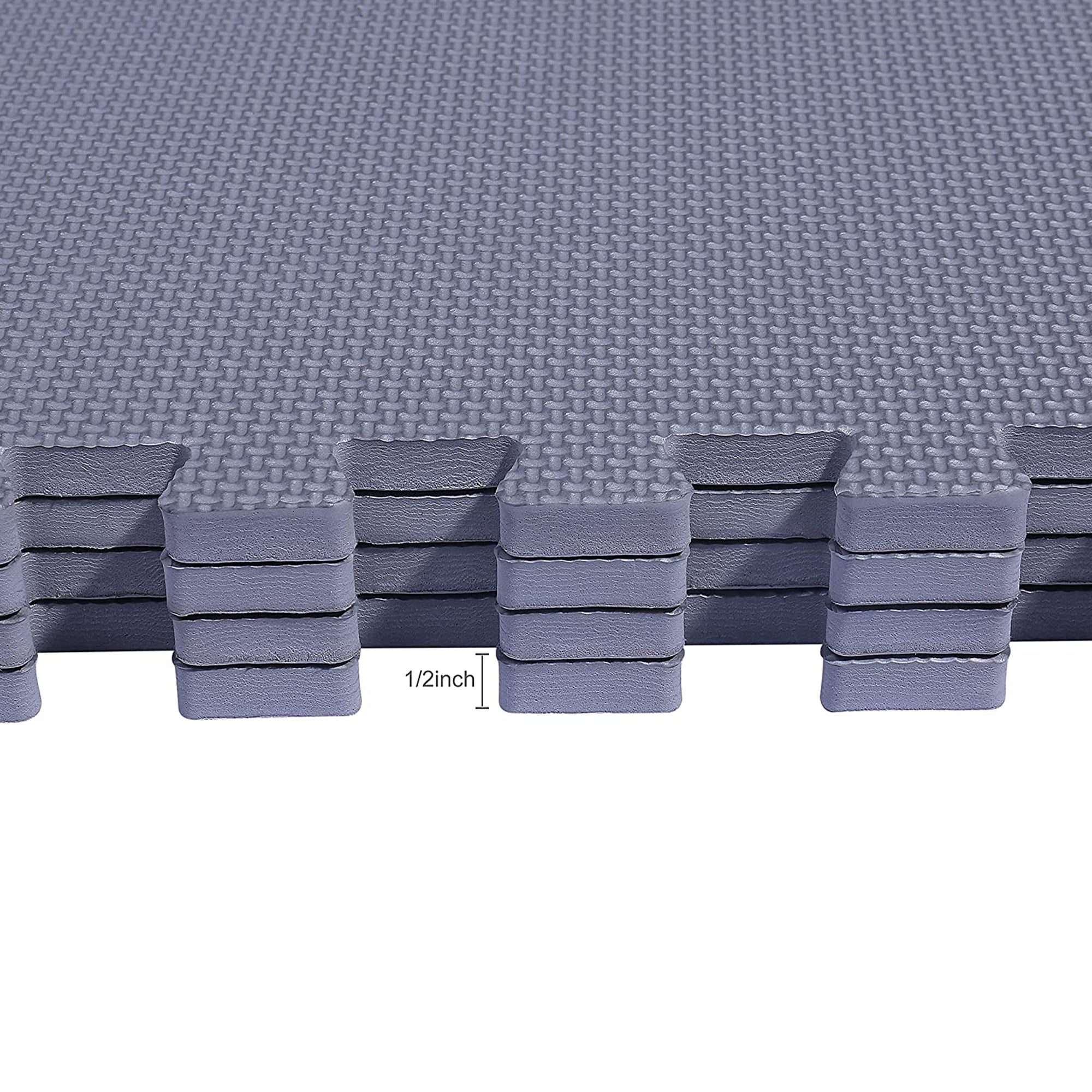 BalanceFrom Fitness 48 Sq Ft Interlocking EVA Foam Exercise Mat Tiles, Gray - VMInnovations