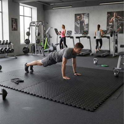 BalanceFrom Fitness 96 Sq Ft EVA Foam Exercise Mat Tiles, Black (For Parts)