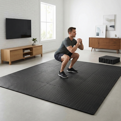 BalanceFrom Fitness 96 Sq Ft Interlocking EVA Foam Exercise Mat Tiles (Open Box)